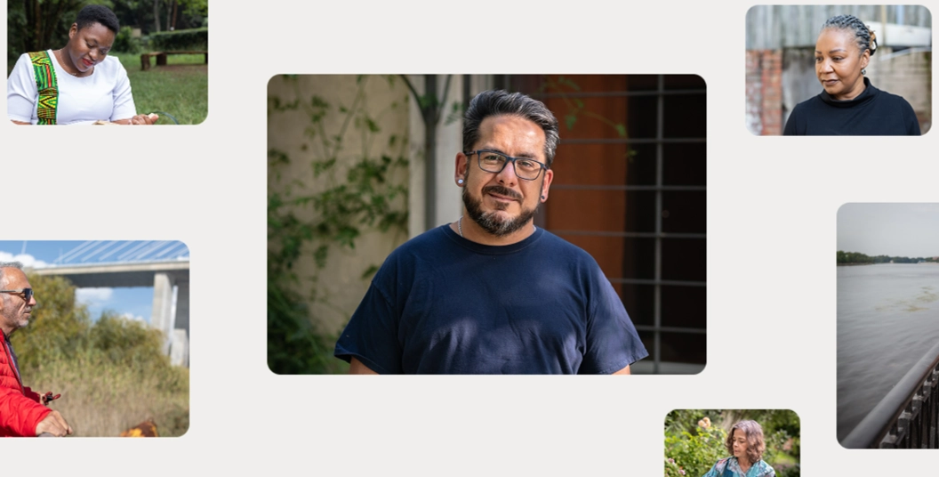 A montage of people
