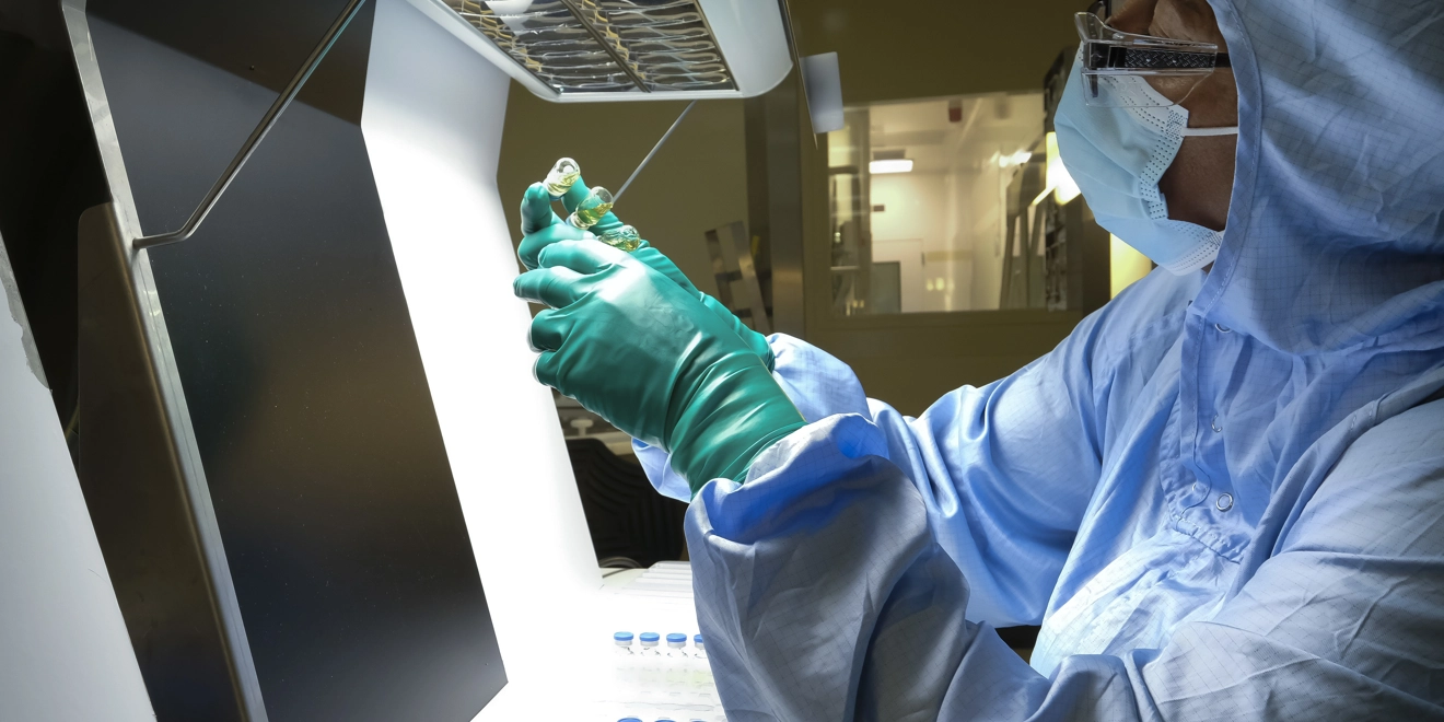 A vaccine manufacturing production line in action