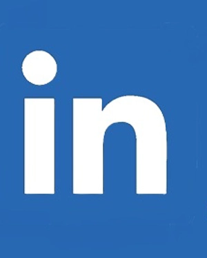 LinkedIn logo - word in on blue background