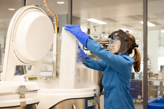 Scientist working with lab equipment