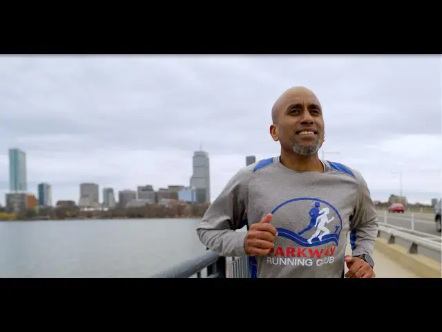 Man running on a bridge