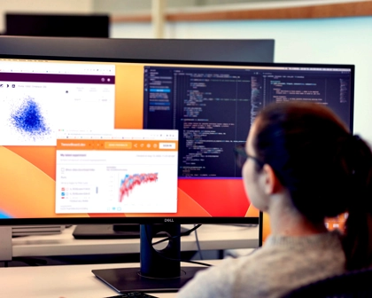 Female engineer using data