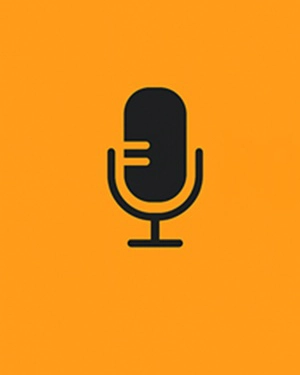 black microphone on orange blackground