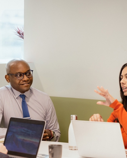 Three people meeting