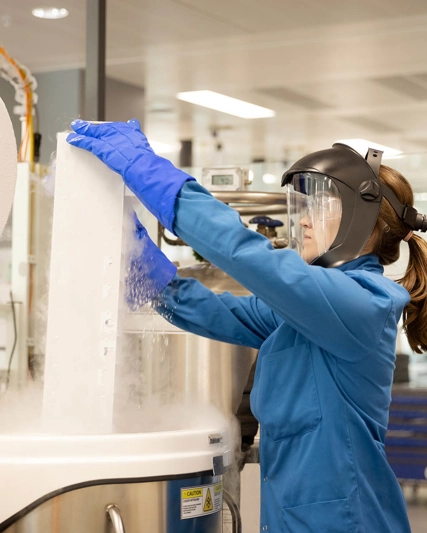 Lab worker carrying out a task