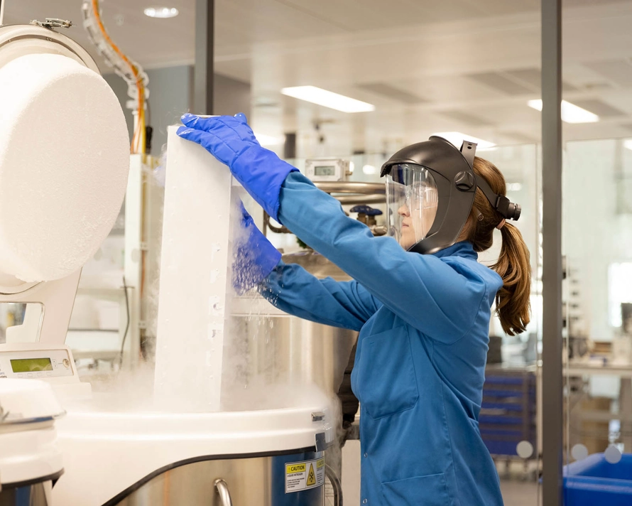 Lab worker carrying out a task