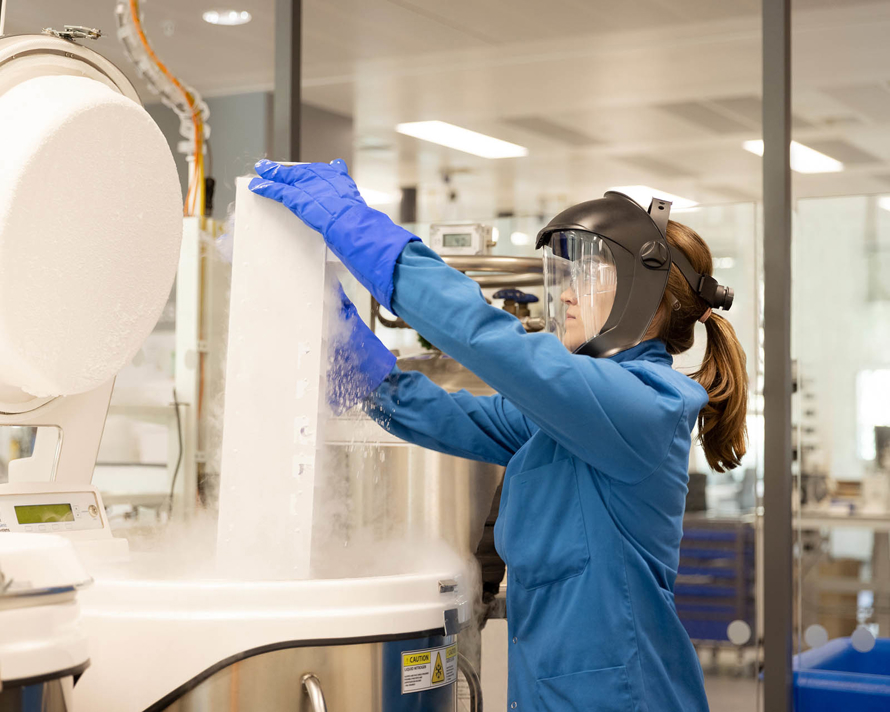 Lab worker carrying out a task